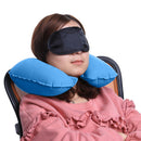 PVC U-Shaped Inflatable Air Pillows Portable Break Neck Pillow (Sky Blue) Newly