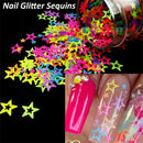 Nail Decoration Color Mixing Hollow Out Glitter Flakes Neon Star Nail Sequins