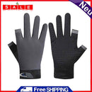 5pcs 2 Cut Finger Fishing Anti-slip Breathable Cycling Gloves (Grey)