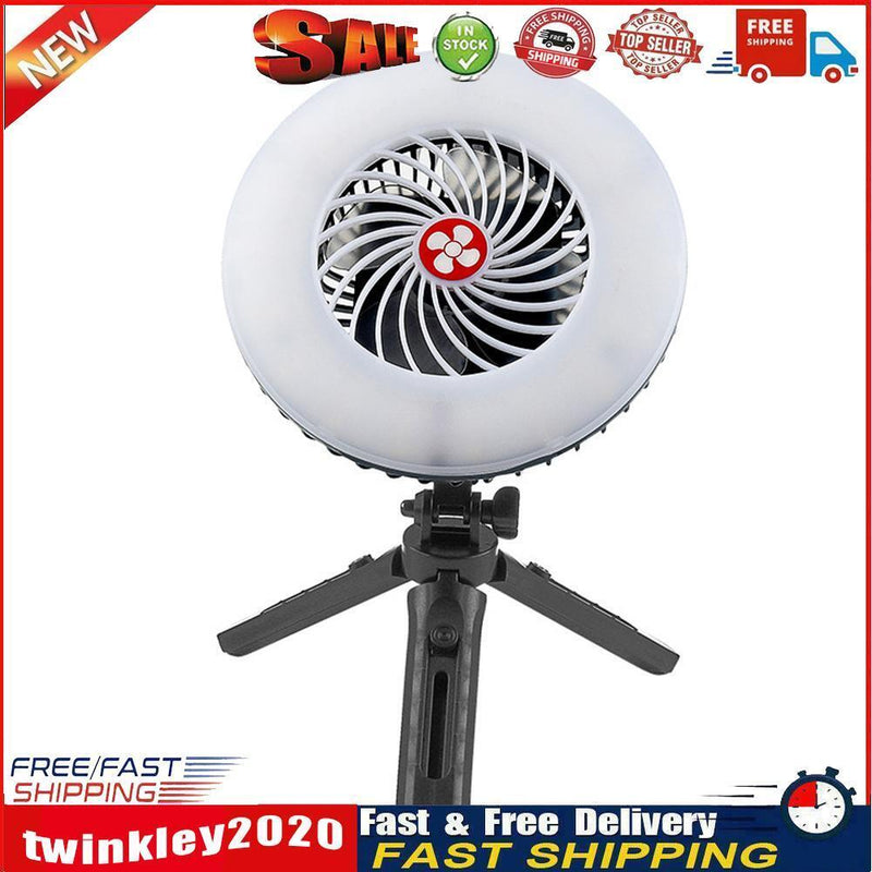 2 in 1 LED Tent Fan Rechargeable Lamp USB Charging Fan Light with Stand Newly