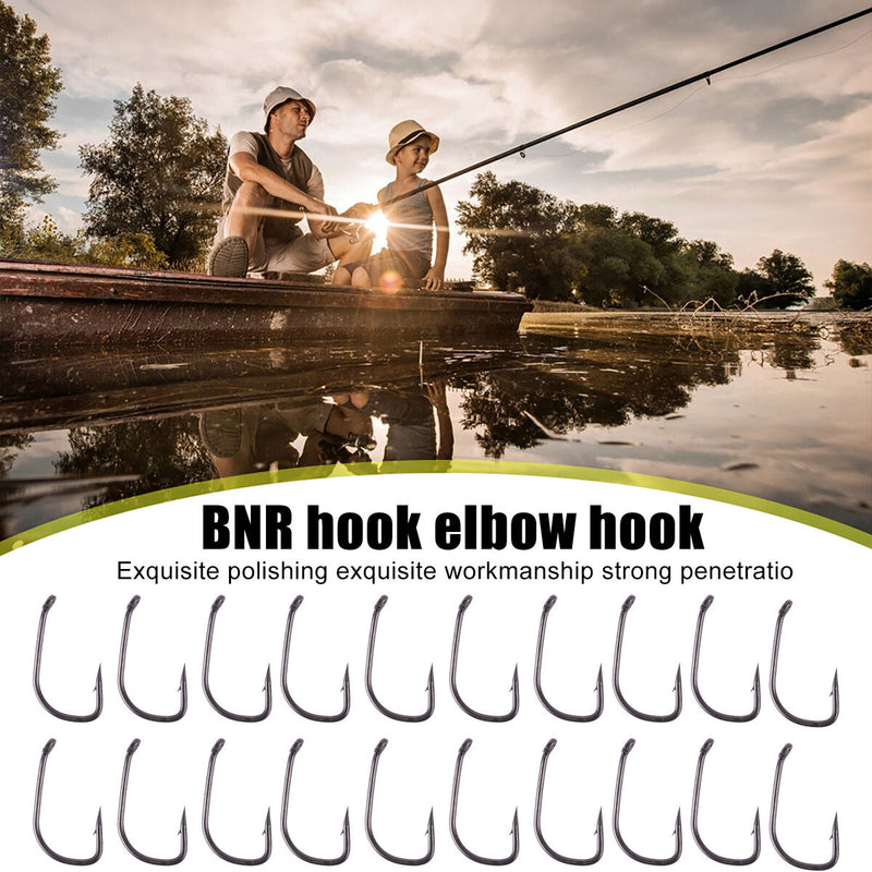 Fishing Hooks Kit, High Carbon Steel Sharp Carp Fish Hooks with Barbs, 20 Pack