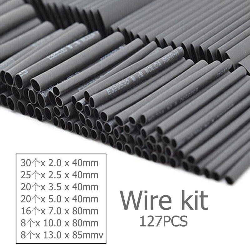 127pcs Assorted Polyolefin Heat Shrink Tubes Electrical Wire Cable Sleeving Set