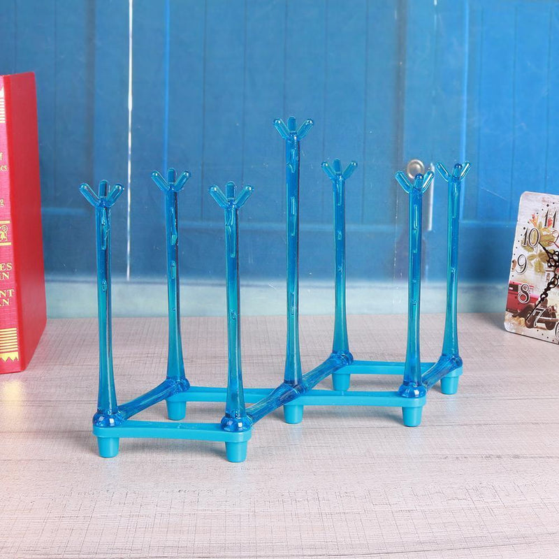 Glass Cup Bottle Drying Rack Drainer Shelf Holder Kitchen Organizer(Blue)