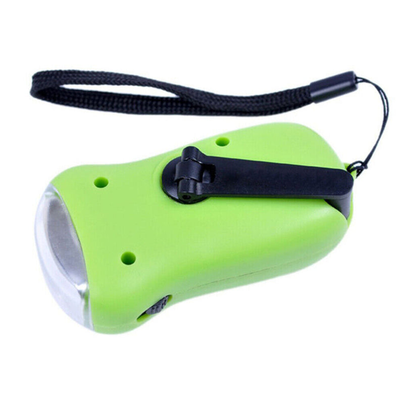 Hand Crank Solar Dynamo Torch Lamp Outdoor Emergency LED Flashlight (green)