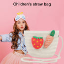 Summer Kids Girls Straw Shoulder Bag Strawberry Sun Hat Coin Purse (White)