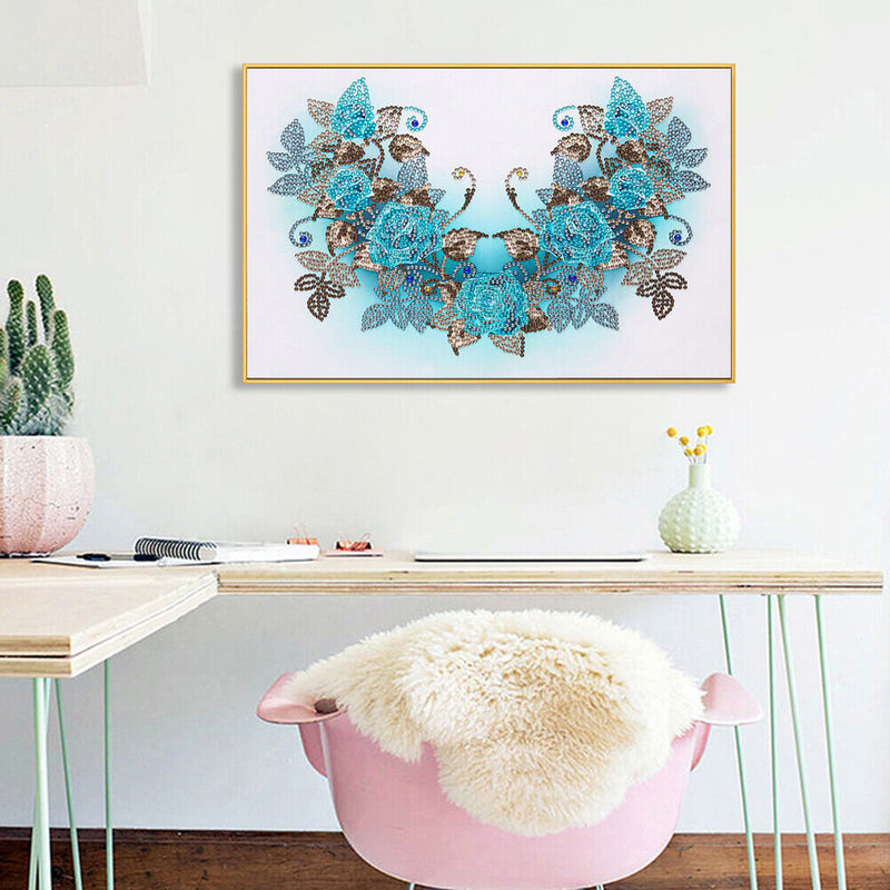 Diamond Painting Kit 5D Special Shaped DIY Blue Flowers Rhinestone Pictures