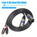 1.5m Full Copper Dual Conductor RCA Male to Dual XLR Male Audio Patch Cable Cord