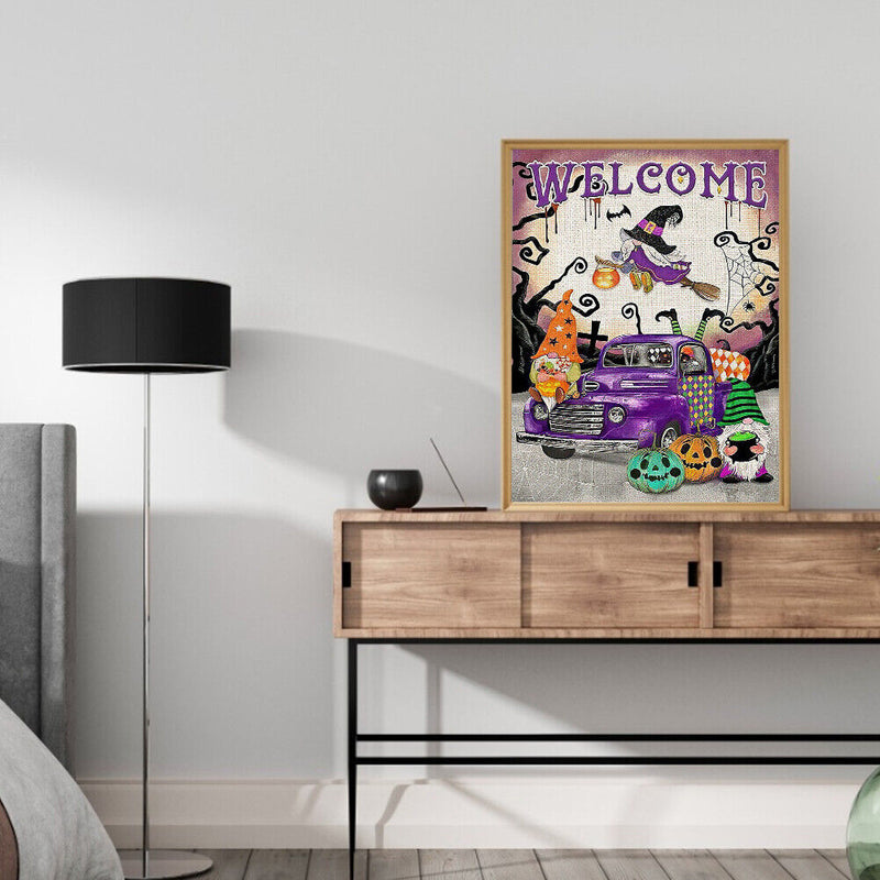 Frameless Oil Paint By Numbers Purple Gnome DIY Canvas Picture Craft Kit