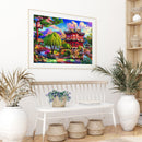Building Backyard Frameless DIY Oil Paint by Numbers Kit Hand Painted Art