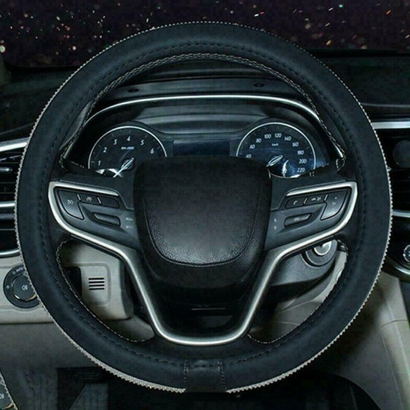 PU Leather Skidproof Bling Car Steering Wheel Crystal Sparkled N6O5 Cover M4L4
