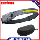 2 PC LED COB Headlamp Rechargeable Camping Waterproof Sensor Headlights Grey