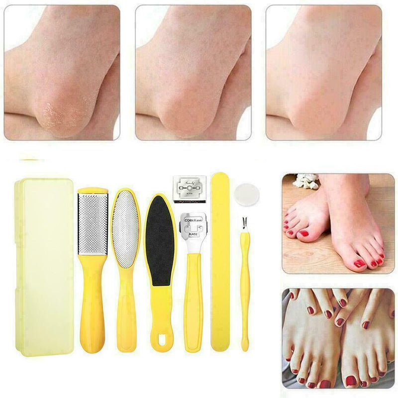 8pcs Remover Pedicure Rasp Foot File Scraper Brush Care Nail Set B9V7 Kit A9Y4