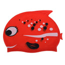 Cute Children Cartoon Swimming Cap Silicon Diving Waterproof Bobofish Red