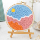 DIY Russian Poking Embroidery Hoop Soft Yarn Punch Needle Sewing Needlework Kit