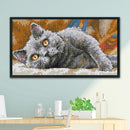 DIY Print 14CT Stamp Kit Needlework Cross Stitch Artwork (DA254 Black Cat)