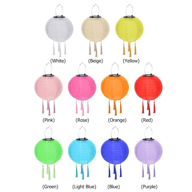 2* Solar Nylon Lantern Lamp Waterproof Hanging Light Festival Decor (Pink)