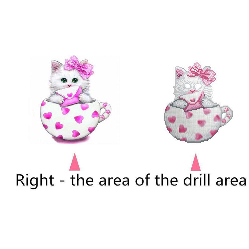 Cat 5D DIY Diamond Painting Embroidery Mosaic Needlework Home Decor(Pink) Newly