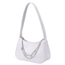 Fashion Ladies PU Leather Solid Color Underarm Bag Retro Butterfly Chain Purse