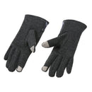 Women Touch Screen Winter Warm Weaved Knit Lace Gloves (Gray)