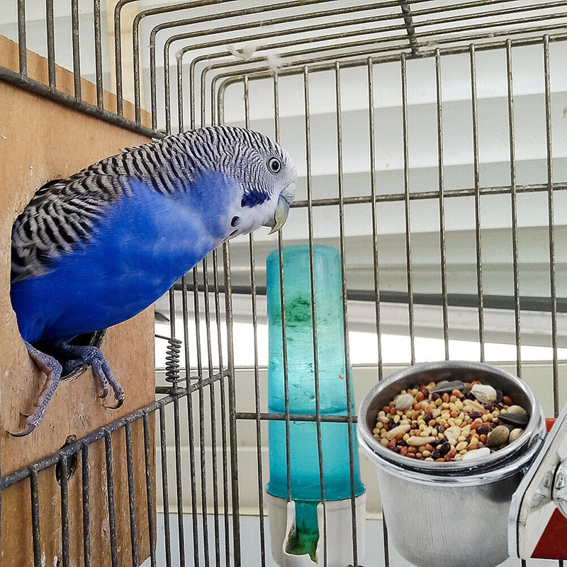 Bird Feeding Food Drinking Dish Stainless Steel Pet Birds Hanging Cage Bowl C