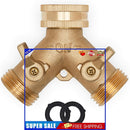 Garden Hose Connector Tap Outlet Splitter Brass 2 Way Adapter with Washers