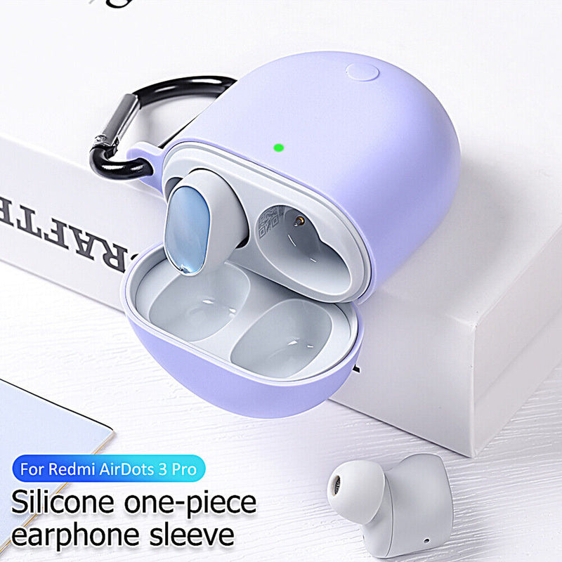 For Redmi AirDots 3 Pro Silicone Protective Case Cover w/ Keychain (Purple)