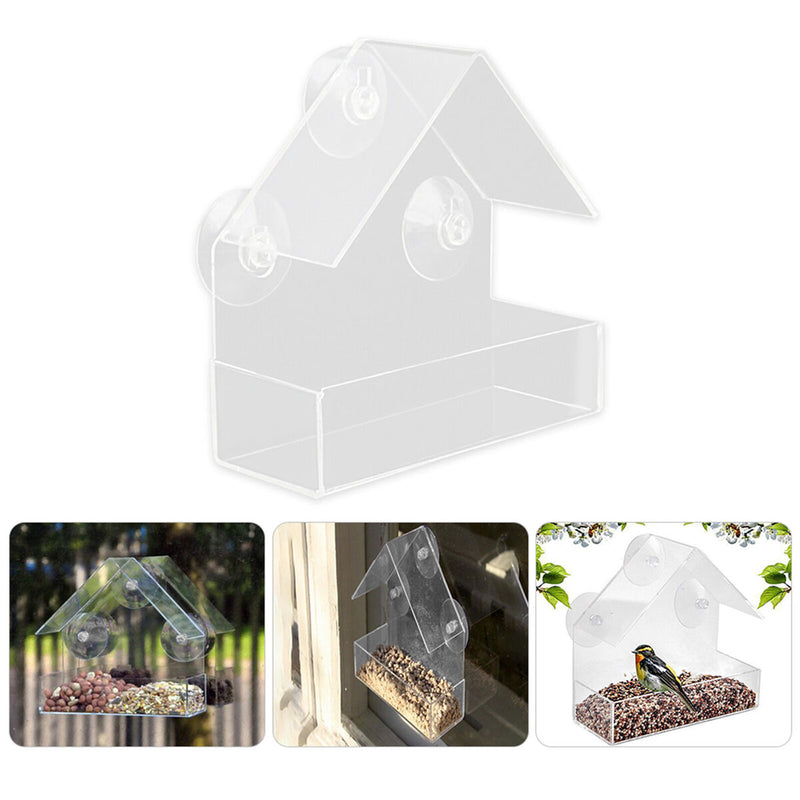Plastic Window Bird Feeder, Transparent, Suction Cup, House Shape Birdfeeders
