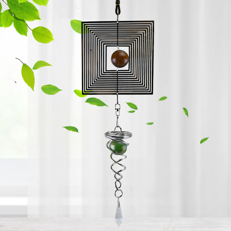 DIY Rotating Wind Chime Novelty Metal Hanging Sculpture Wind Chime Bell (C)