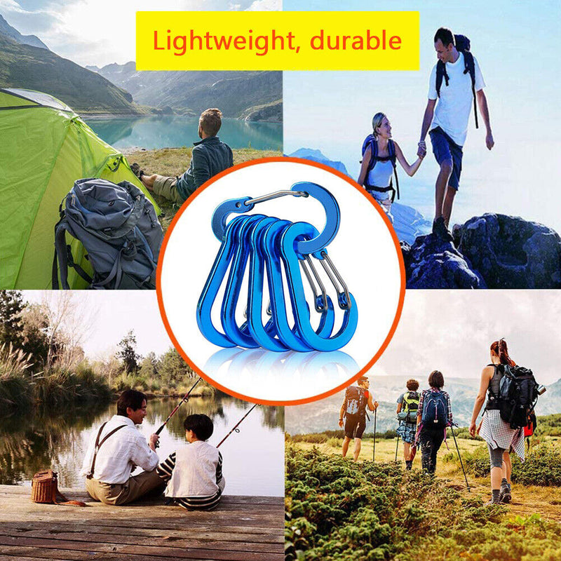 6pcs Outdoor Camping Carabiner Quick Hanging Buckle Climbing Survival Equipme