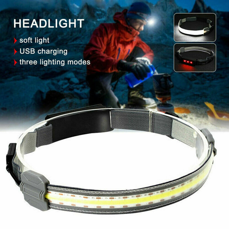 COB+LED Night Running Headlamp Headlight Torch Work Band Bar Head Light T0J7