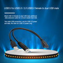 USB 3.0 Female to Dual USB Type A Male Extra Power Data Y Extension Cable Black