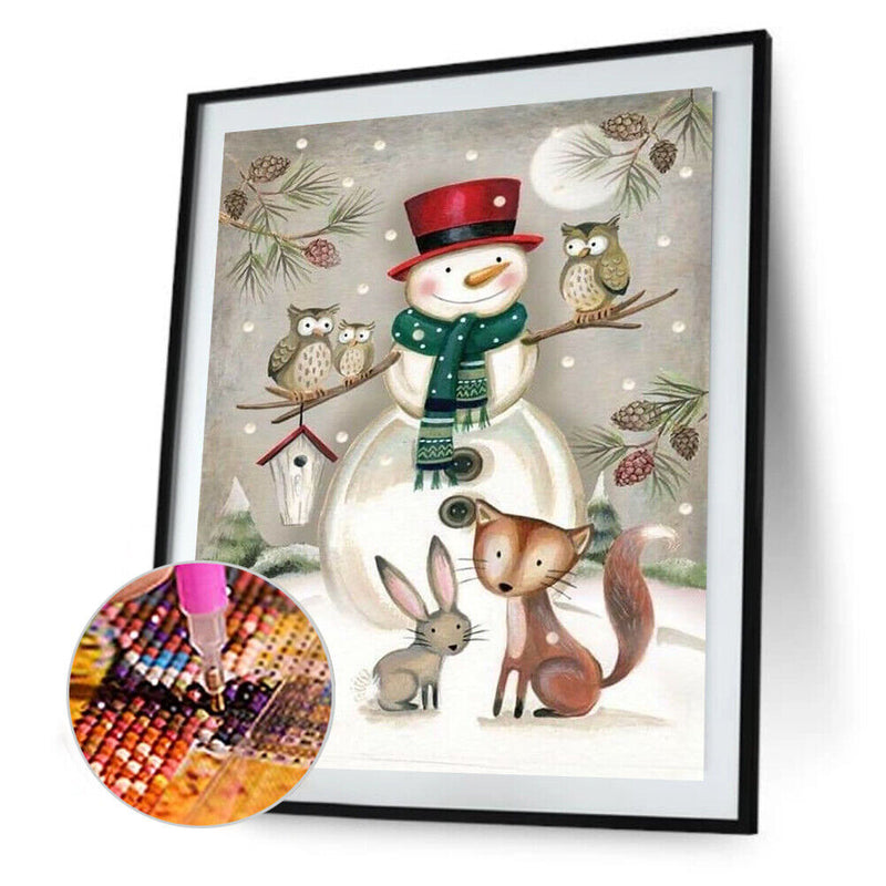 Diamond Painting 5D Full Round Drill Mosaic DIY Snowman and Critter Kit for Wall