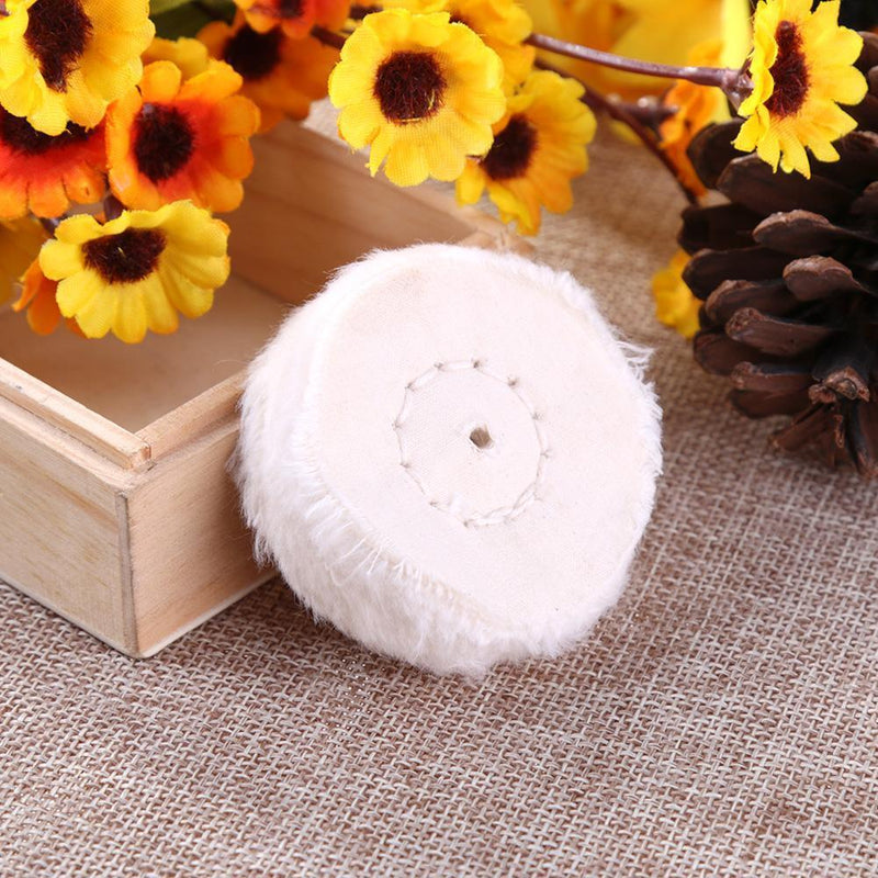 White Cotton Lint Cloth Wood Metal Mirror Polishing Buffing Wheel(50mm) Newly