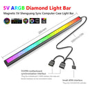ARGB LED Strip Light 5V 3Pin/Small 4Pin Diamond Magnetic Lamp Bar (Black) Newly