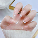 Nails Tips Full Cover Nails French White Side Short Nail with Drill False Nails