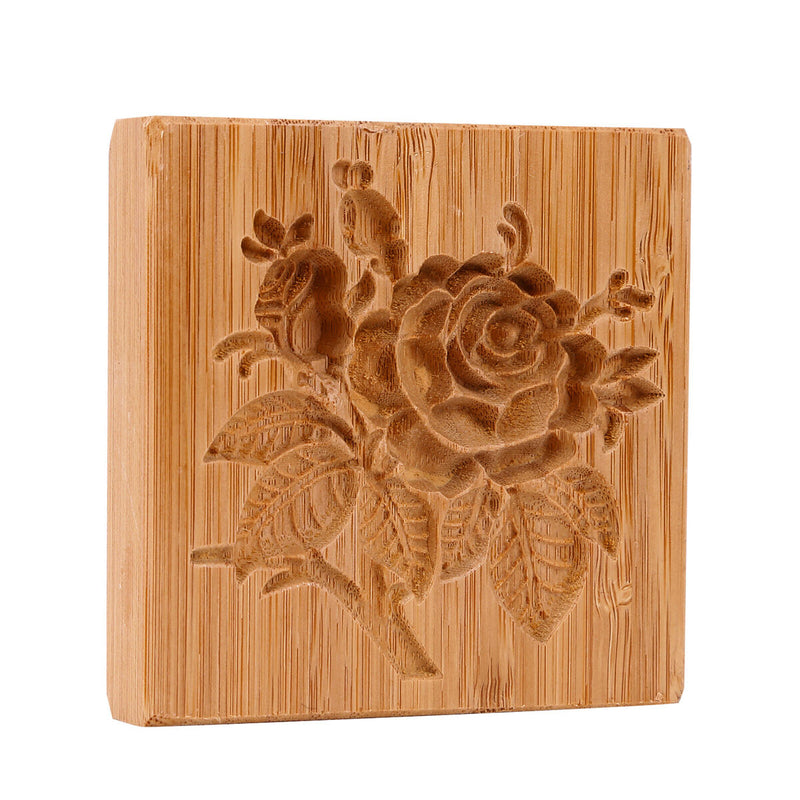 Wooden Cookie Mold Flower Pine Cone Shape Carved Stamp for Biscuit Baking Too