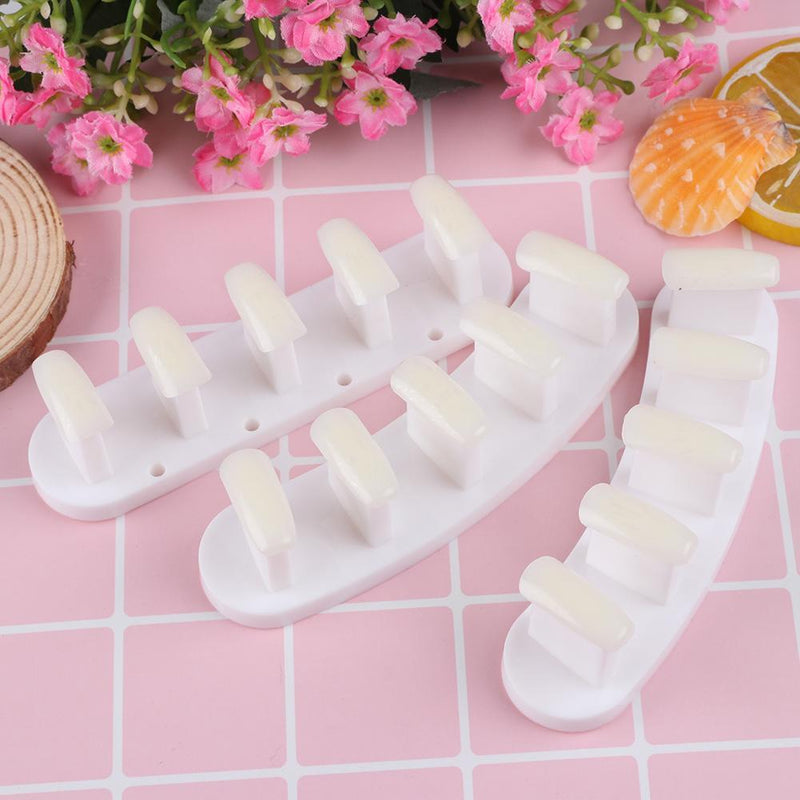 3 in 1 Nail Holder Practice Training Display Stand w/15pcs Nail Tips (White