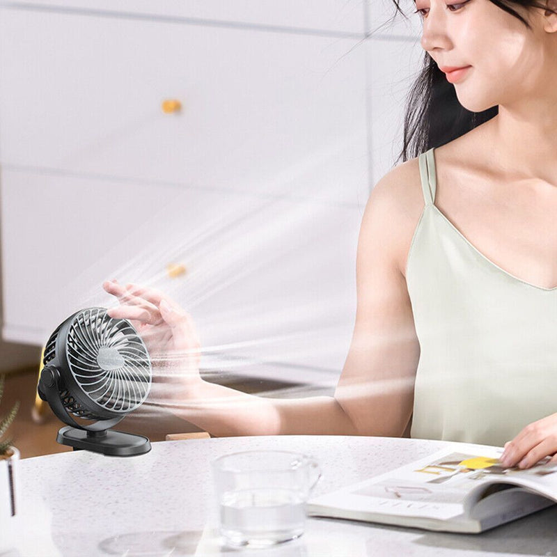 Desk Ultra-quiet Air Cooling USB Rechargeable Cooling Fan Clip Fan 3 Speeds