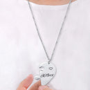 2pcs Love Heart Pendant Splice Daughter Mother Chain Necklace Women Jewelry