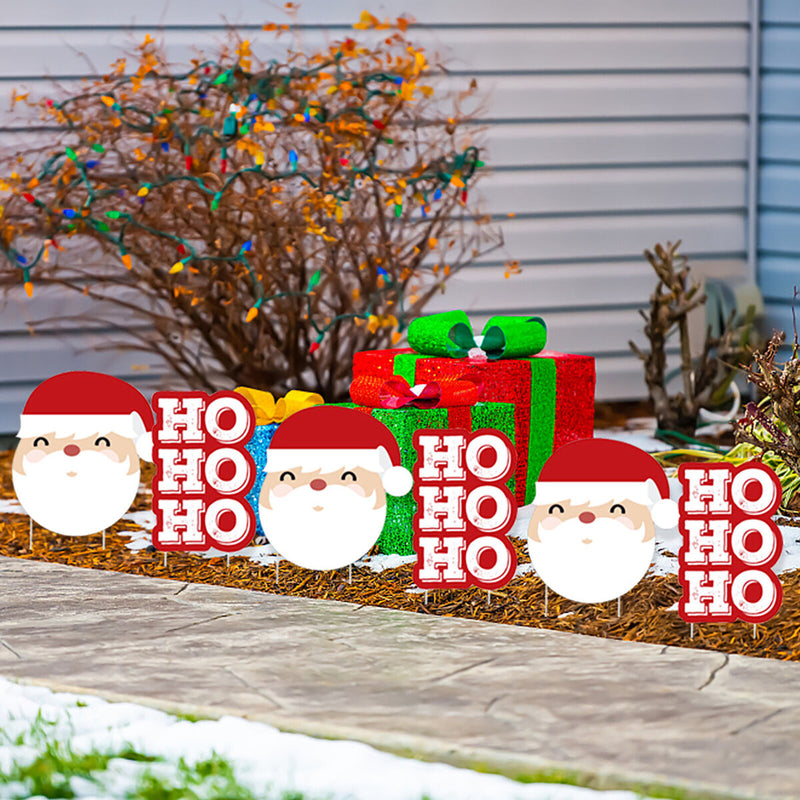 Christmas Yard Decorations Outdoor Santa Xmas Pathway Garden Stakes Set of 10