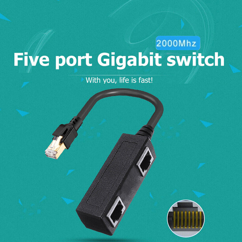 Ethernet Cable Adapter Connector 1 to 2 Port Coupler Extender for Cat 6e Cat 6