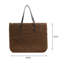 Straw Beach Bag Rattan Woven Shoulder Bag Large Summer Vacation Shopping Handbag