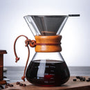 Anti-Scald Pour Over 400ML Glass Coffee Kettle Brewer Pot Filter Dripper