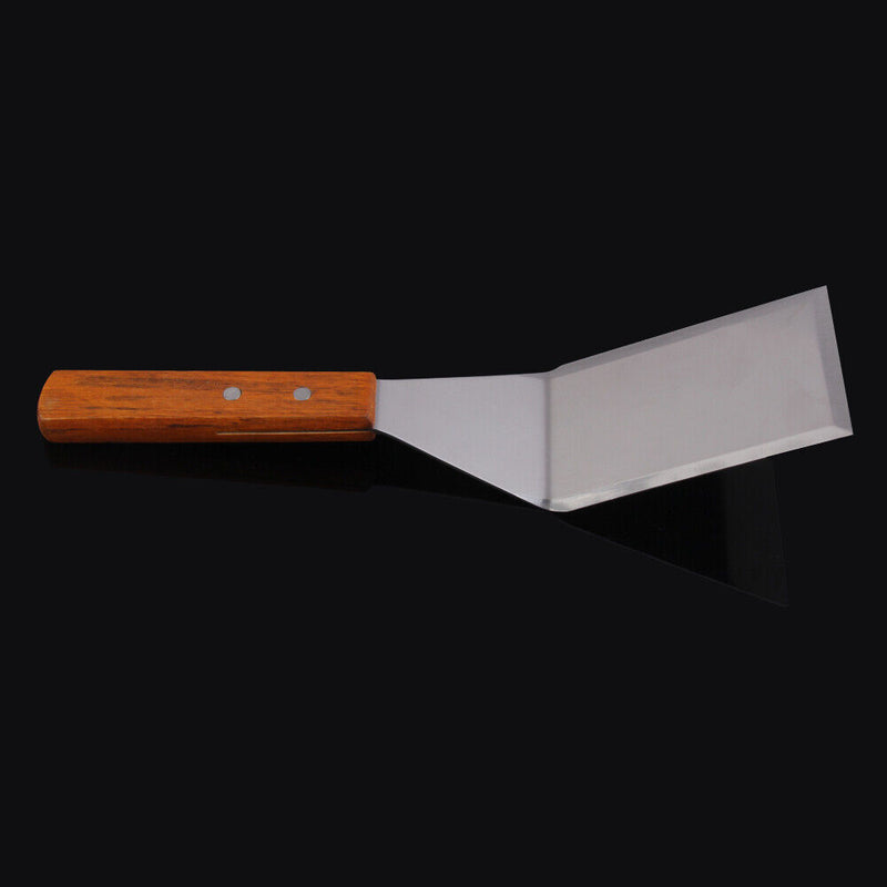 Stainless Steel Spatula Scraper Pancake Turner Scoop with Wooden Handle