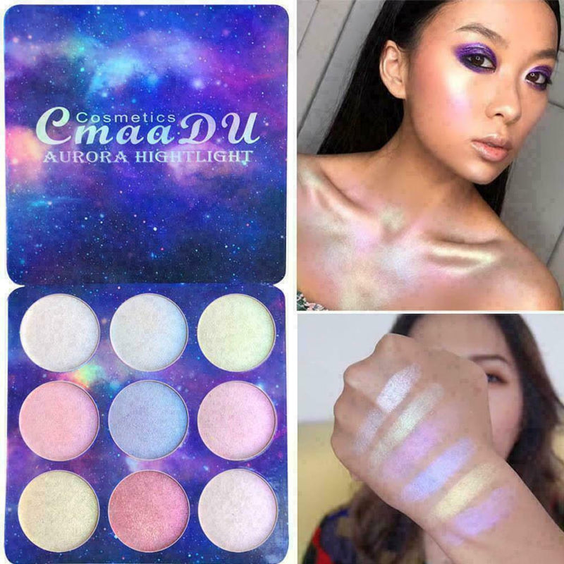 9Color Contour Face Glow Concealer Highlight Giltter E7N8 Makeup Eyeshadow G7H5