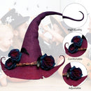 Halloween Party Felt Witch Hat Adjustable Party Witch Hat Prop (Red) Newly