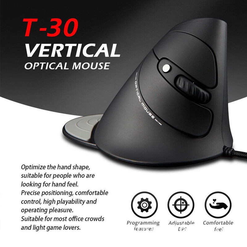 ZELOTES Gaming Mouse Upright Optical Mouse Wired 6 Button LED Desktop Game Mouse