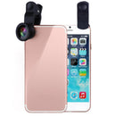 Clip 3-in-1 180 Fish-Eye Lens+Wide Angle Lens+Macro Lens Black