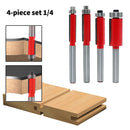 4pcs 1/4 Shank Straight Flush Trim Router Bit with Bearing Set Milling Cutter