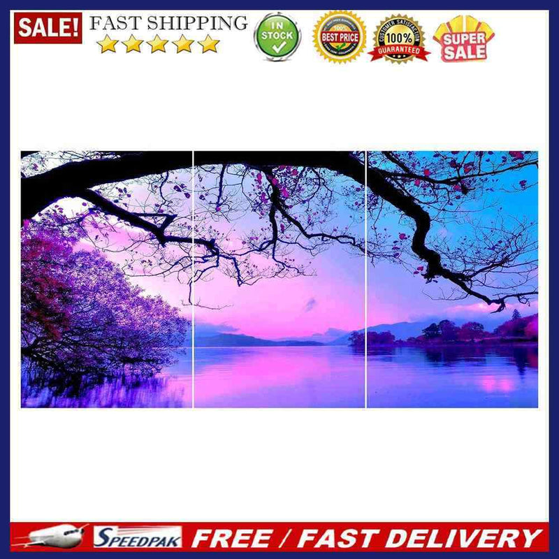 Purple Cloud 5D DIY Full Drill Diamond Painting 3-pictures Combination Kit